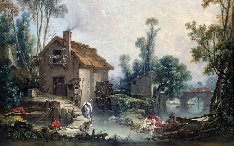 Villagers by a Mill