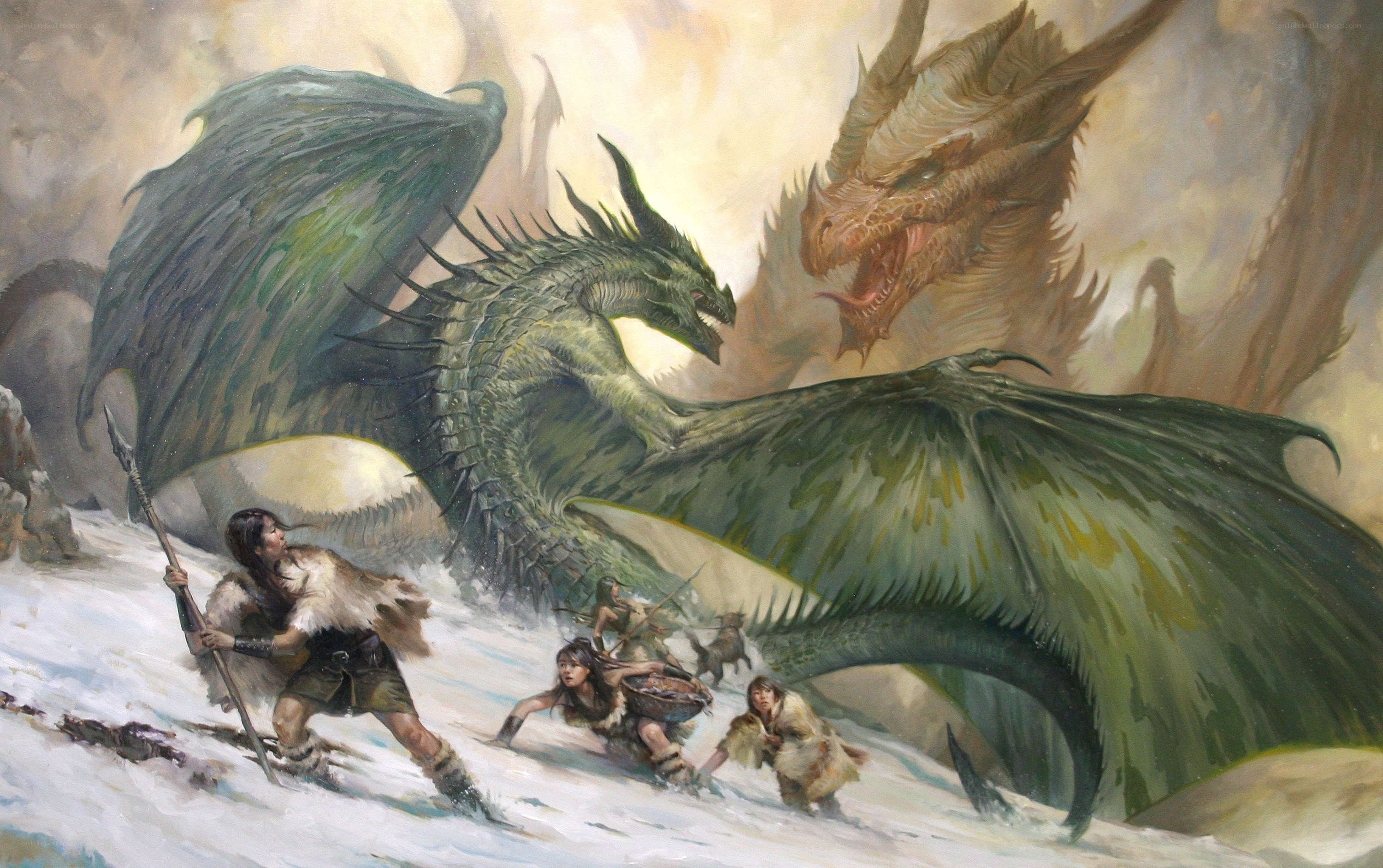 Villagers flee from dragons