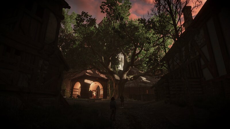 Villagers in Courtyard