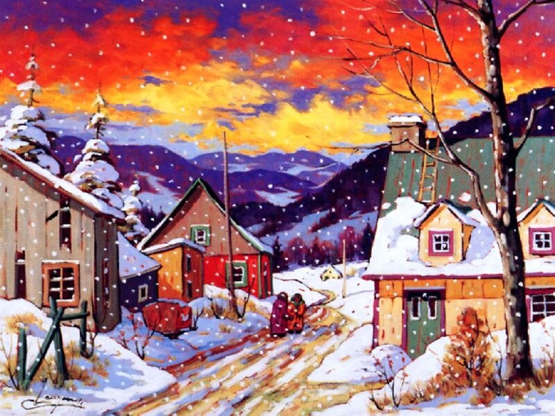 Villagers in Snow