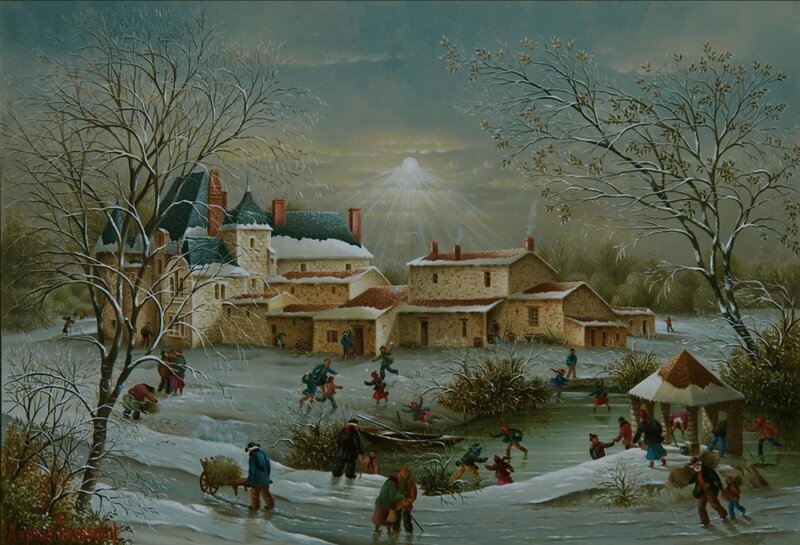 Villagers on Frozen River