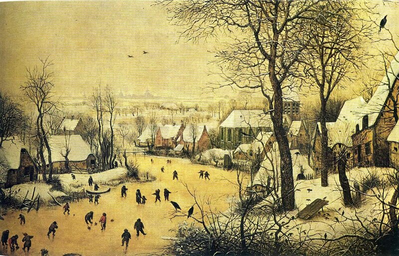 Villagers on Frozen River — Yellow