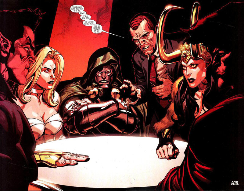 villains meeting at a table