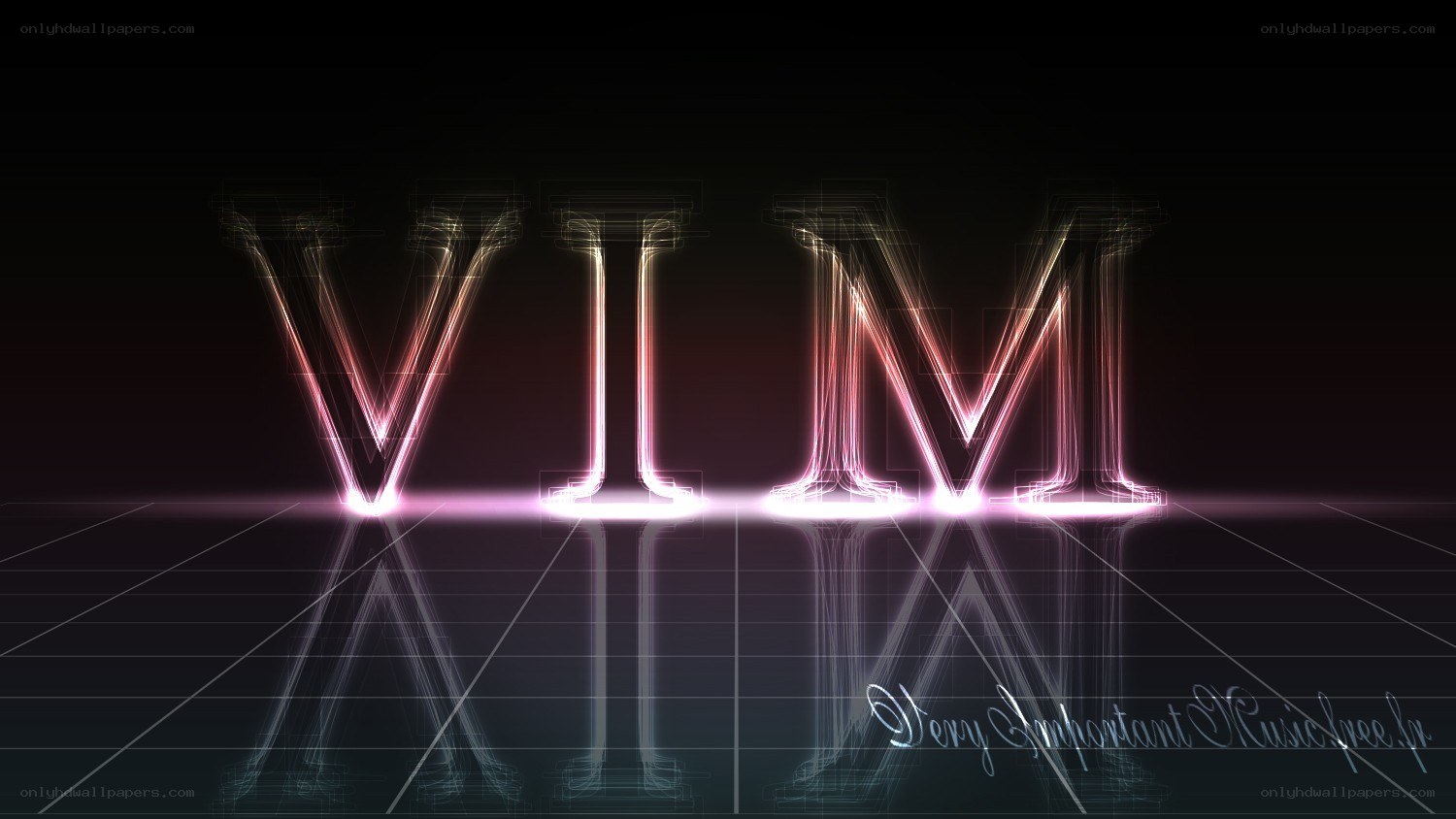 VIM neon text on grid