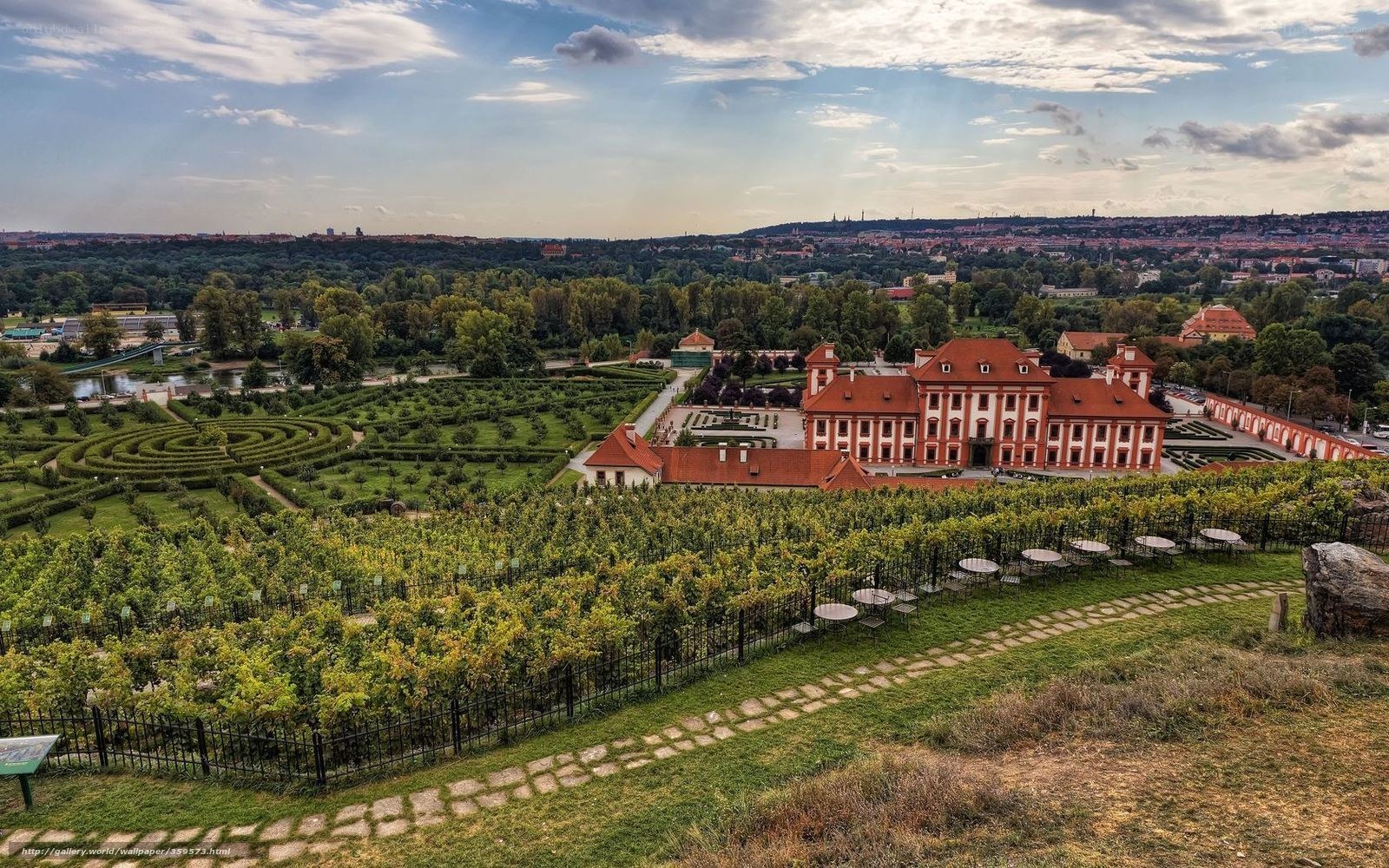 Vineyard and palace in Prague