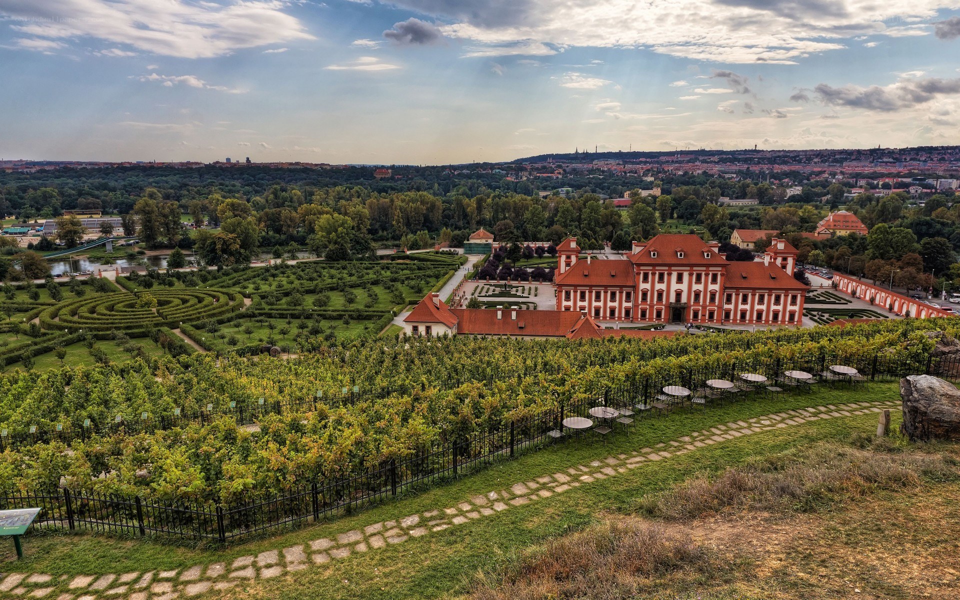 Vineyard and palace in Prague