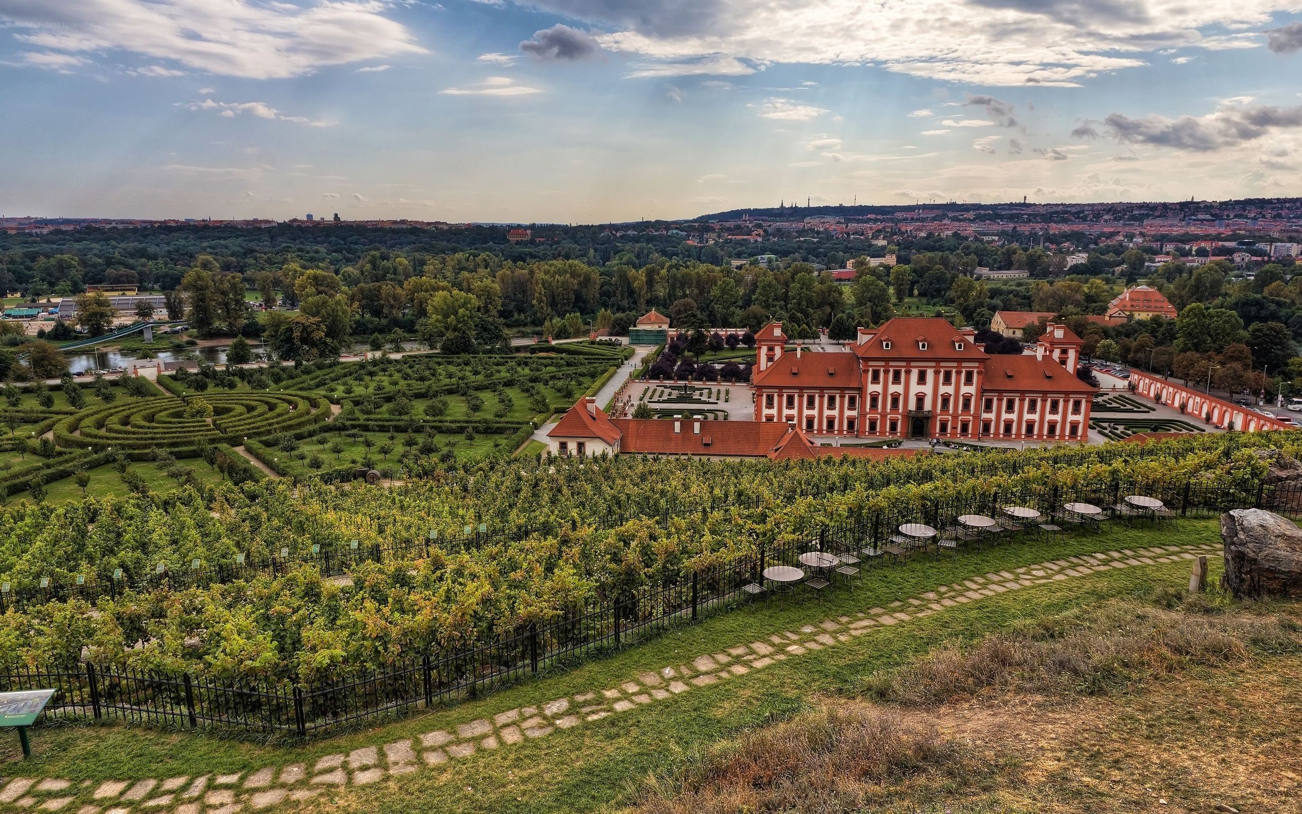 Vineyard and palace in Prague