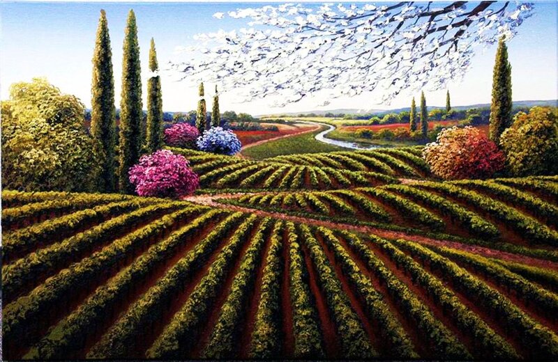 Vineyard Landscape — Green, Serene, Spring