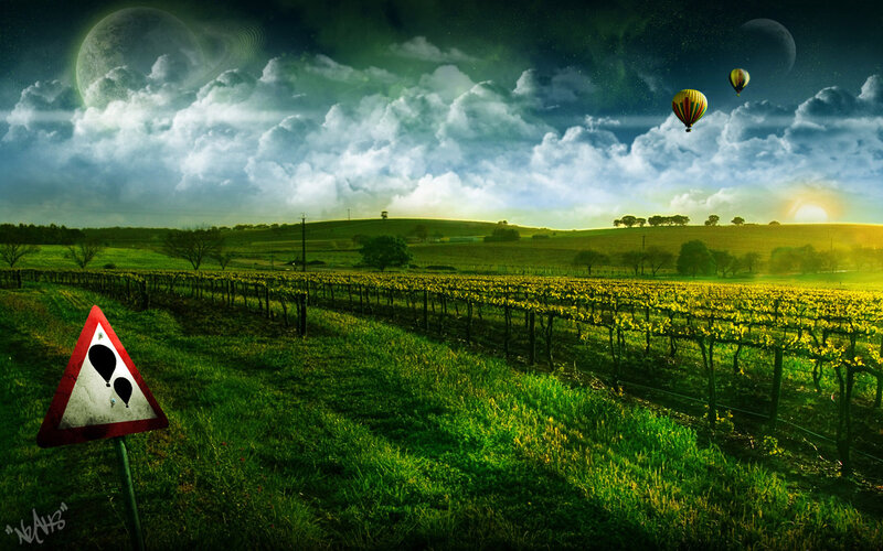 Vineyard under alien sky