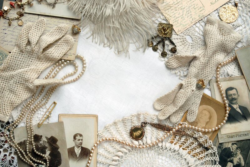 Vintage Accessories and Photos — White