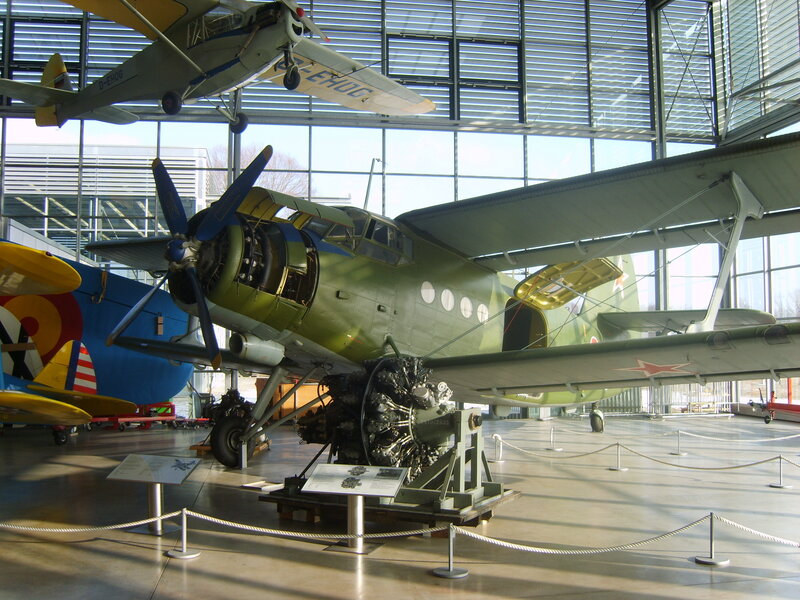 Vintage aircraft in museum display