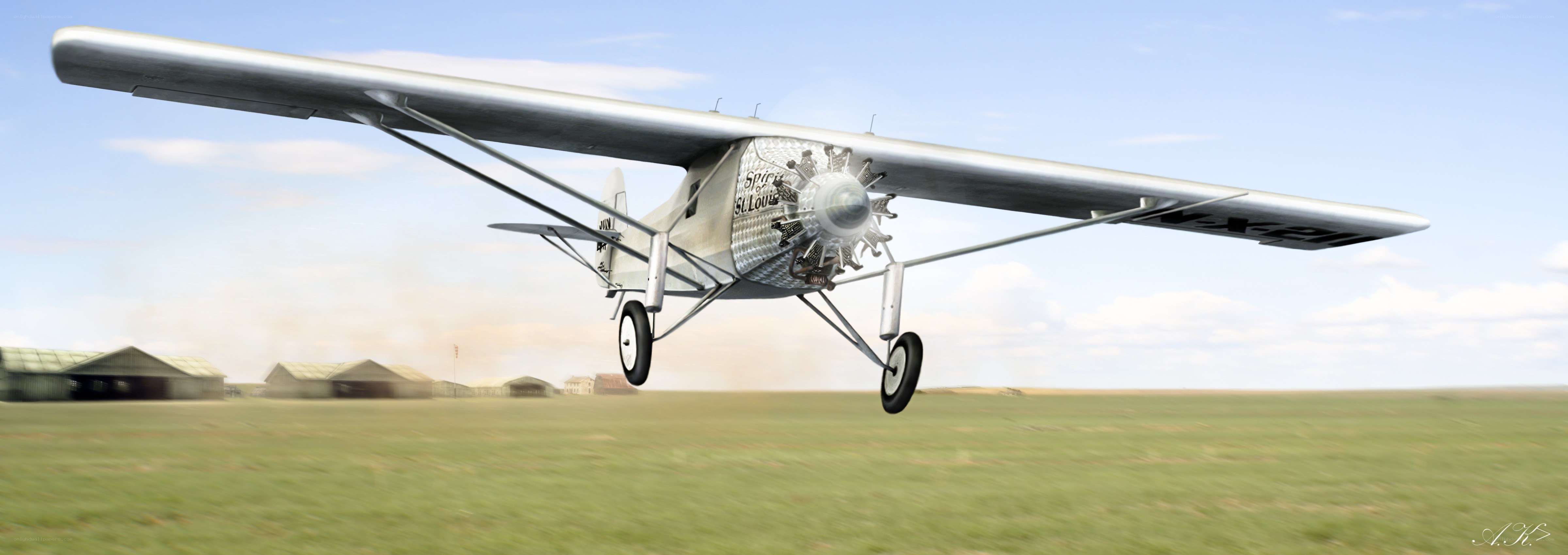 Vintage airplane in flight