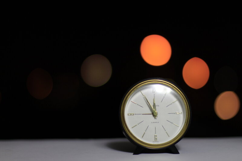 Vintage Alarm Clock — Black, Dramatic
