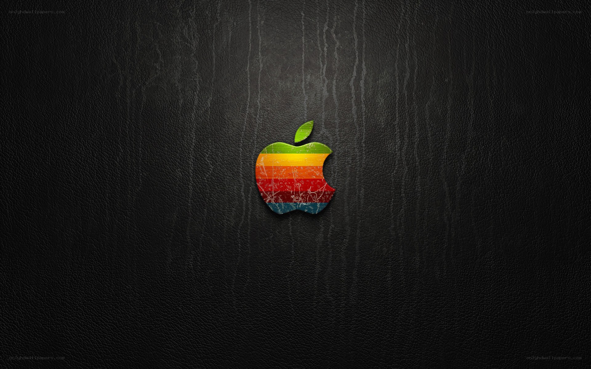 vintage apple logo on leather