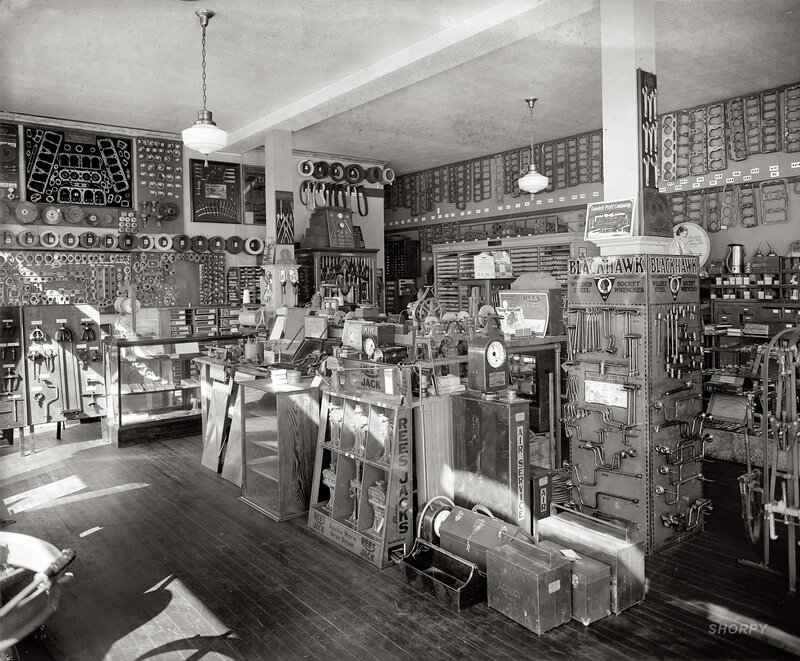 Vintage auto parts store interior