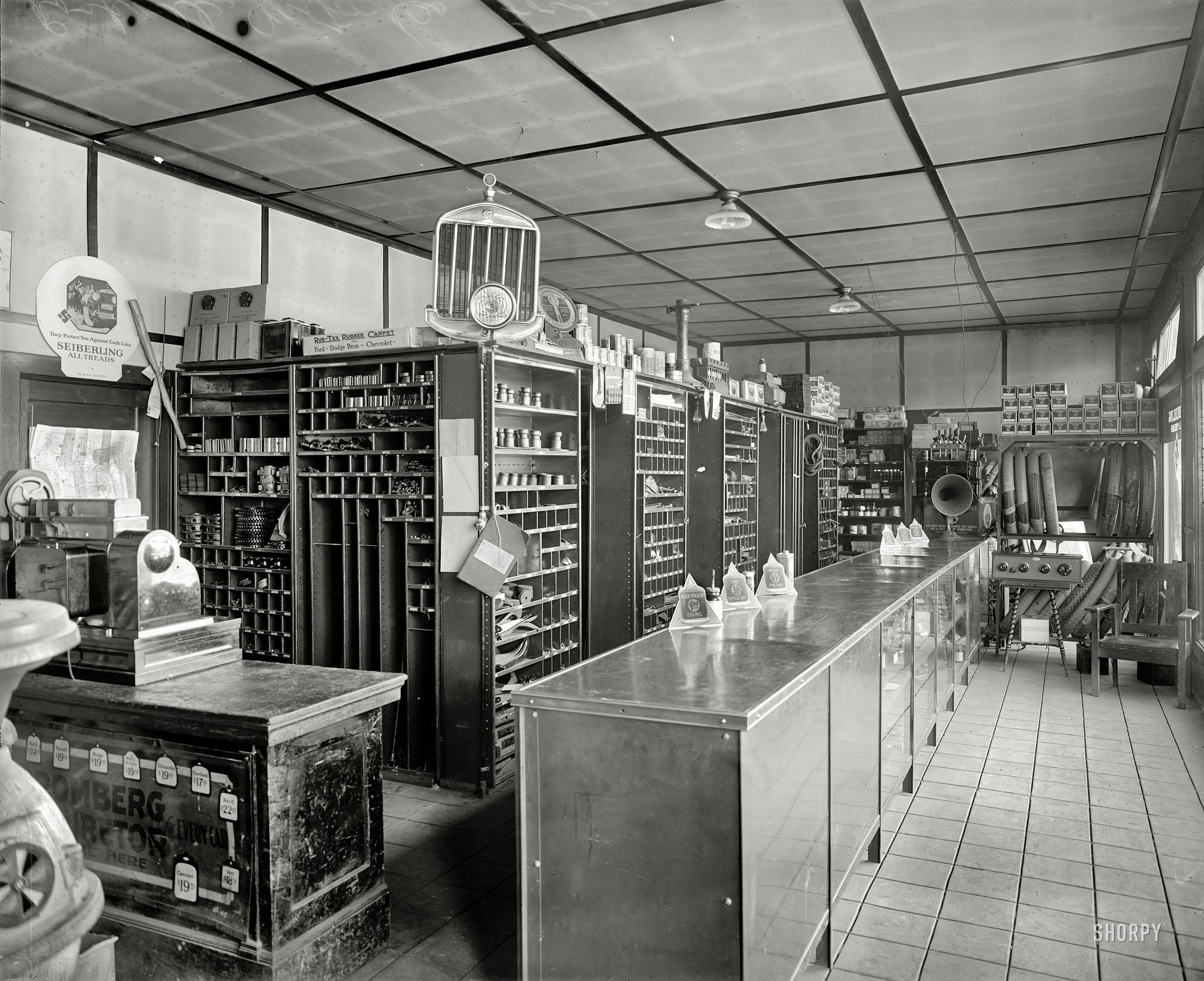 Vintage auto parts store interior