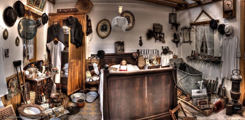 Vintage bedroom with antique furniture