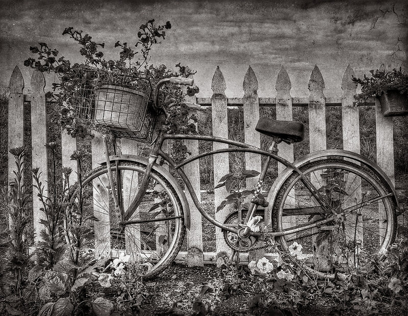 Vintage Bicycle Against Fence