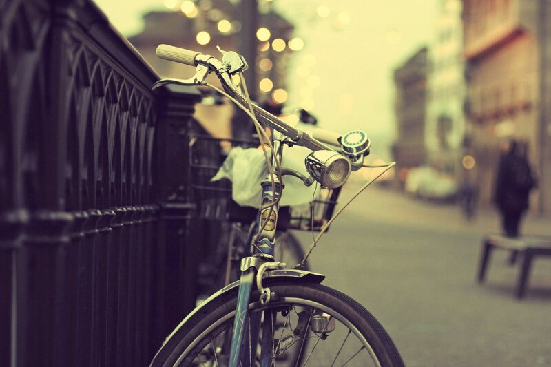 Vintage bicycle on city street