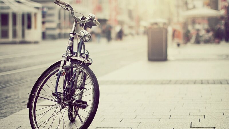 vintage bicycle on city street