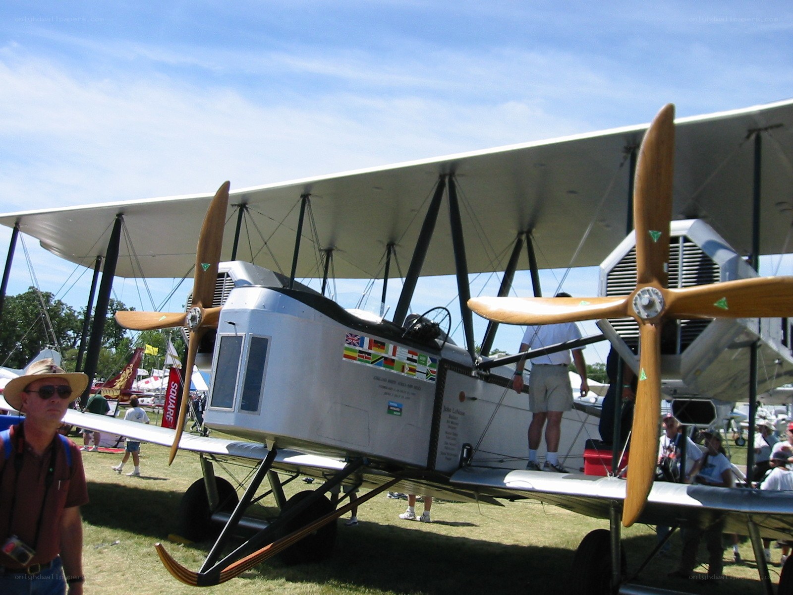 Vintage biplane at airshow