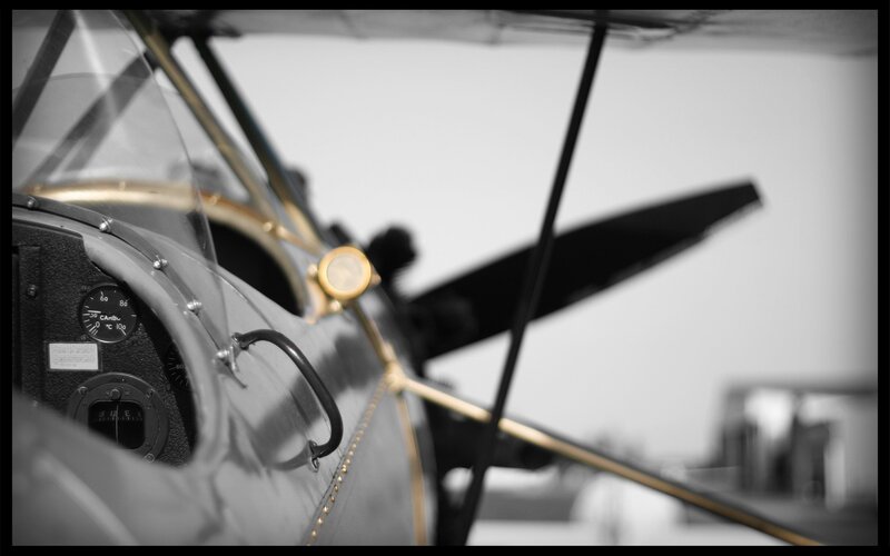 Vintage biplane cockpit details
