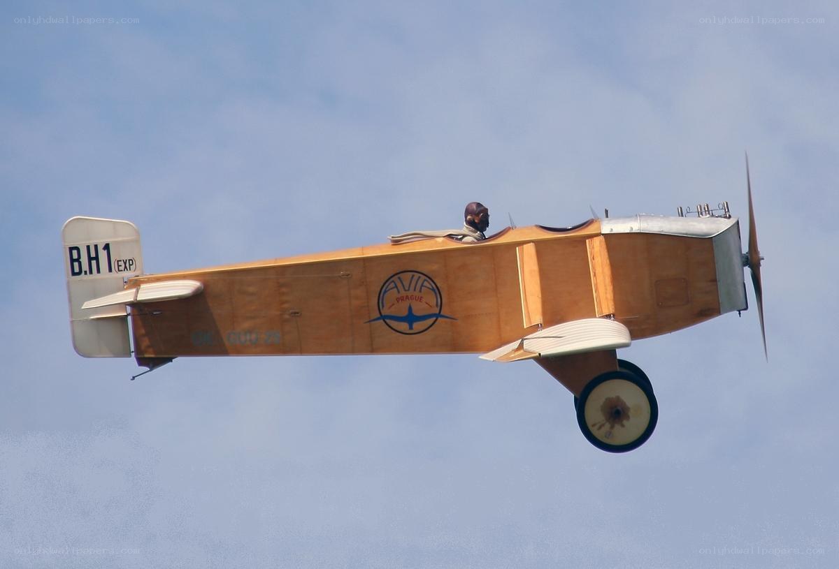 Vintage biplane in flight