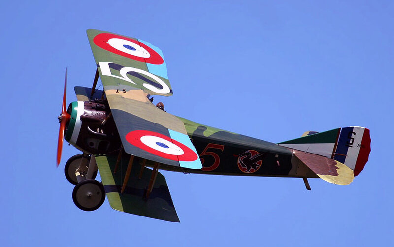 vintage biplane in flight