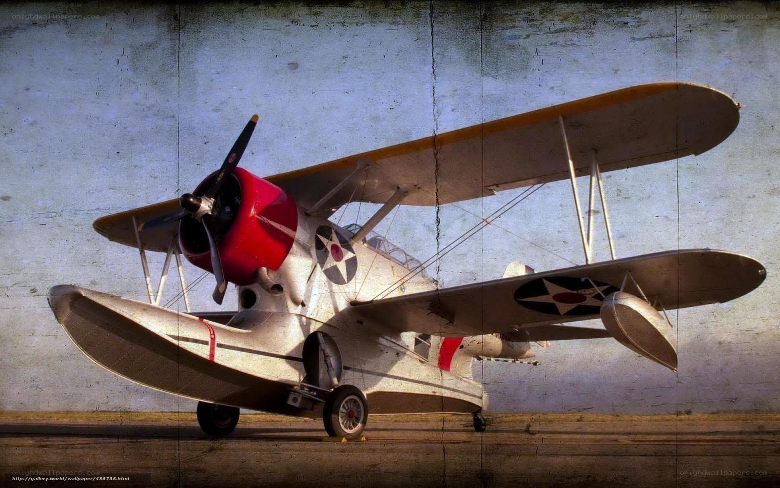 Vintage biplane with red engine