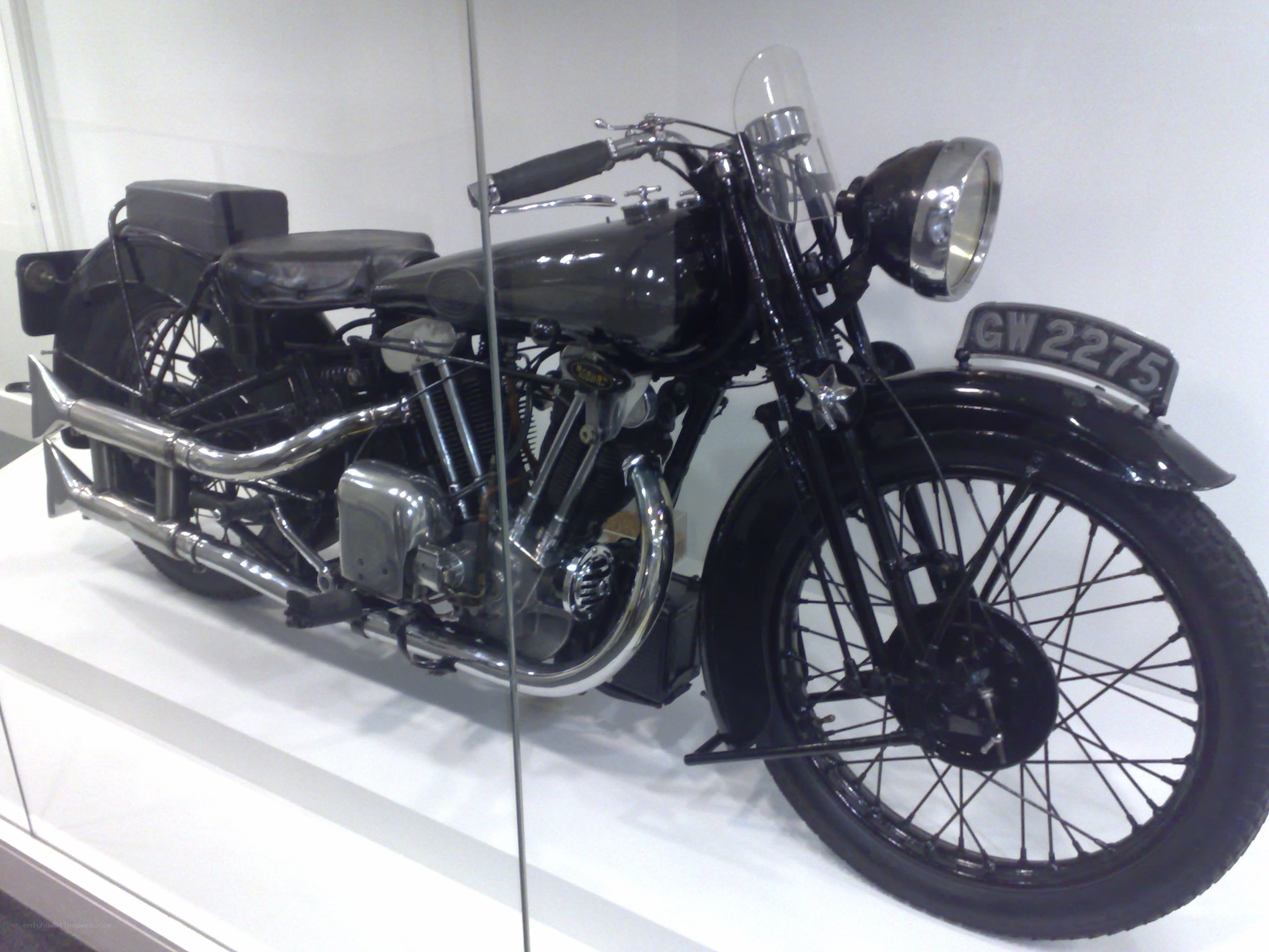 vintage black motorcycle display