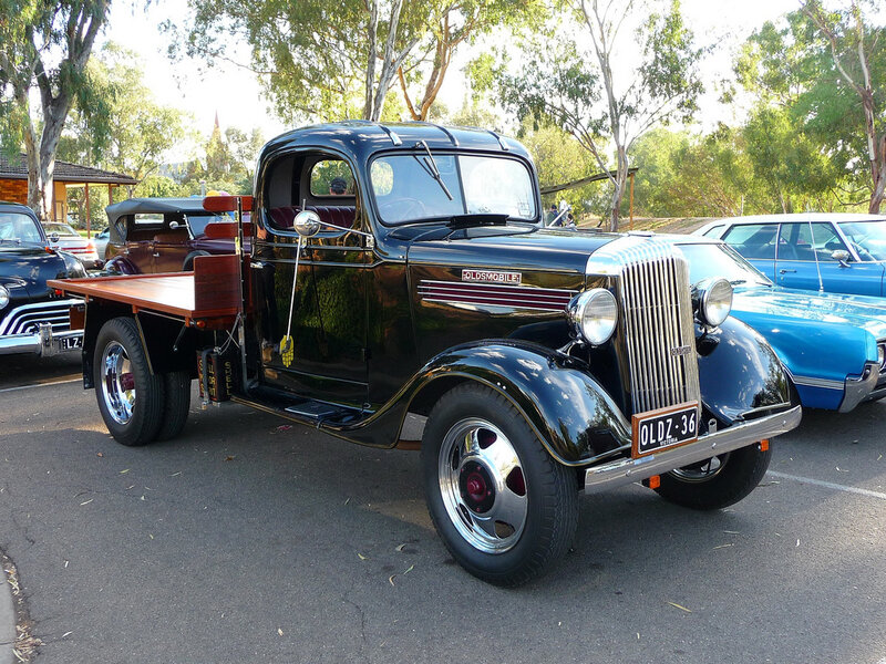 vintage black oldsmobile truck