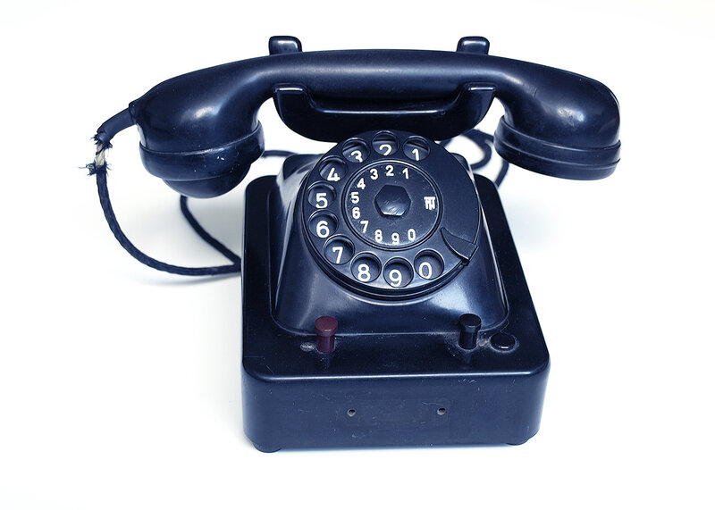 vintage black rotary telephone