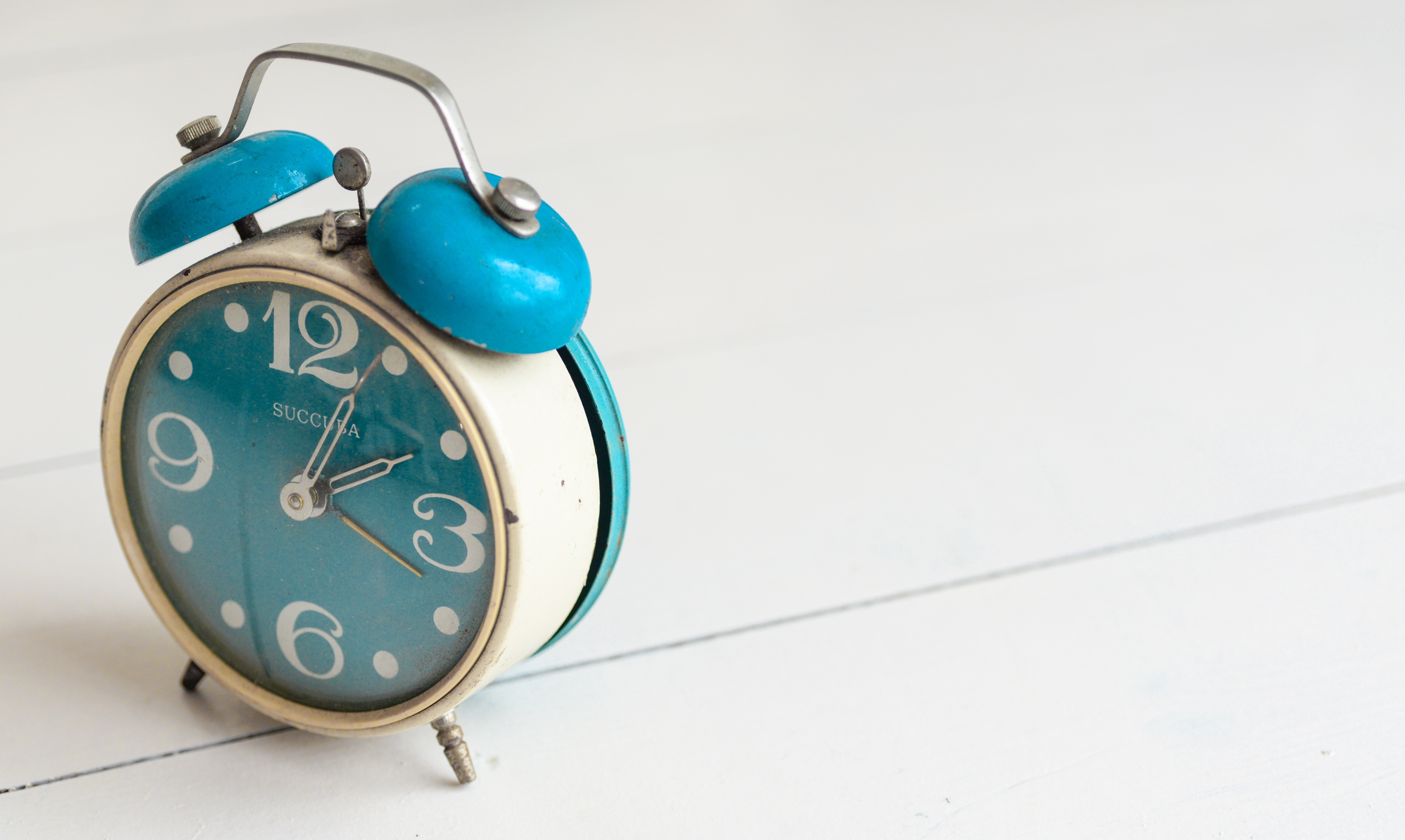 vintage blue alarm clock