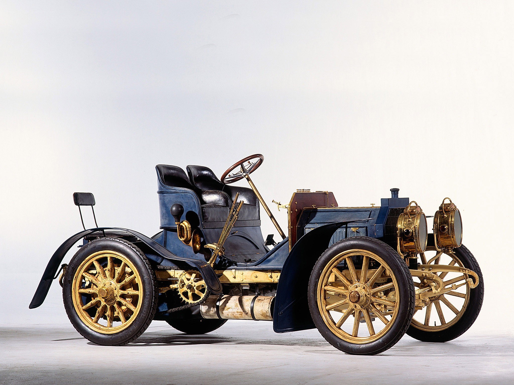 Vintage blue and gold car