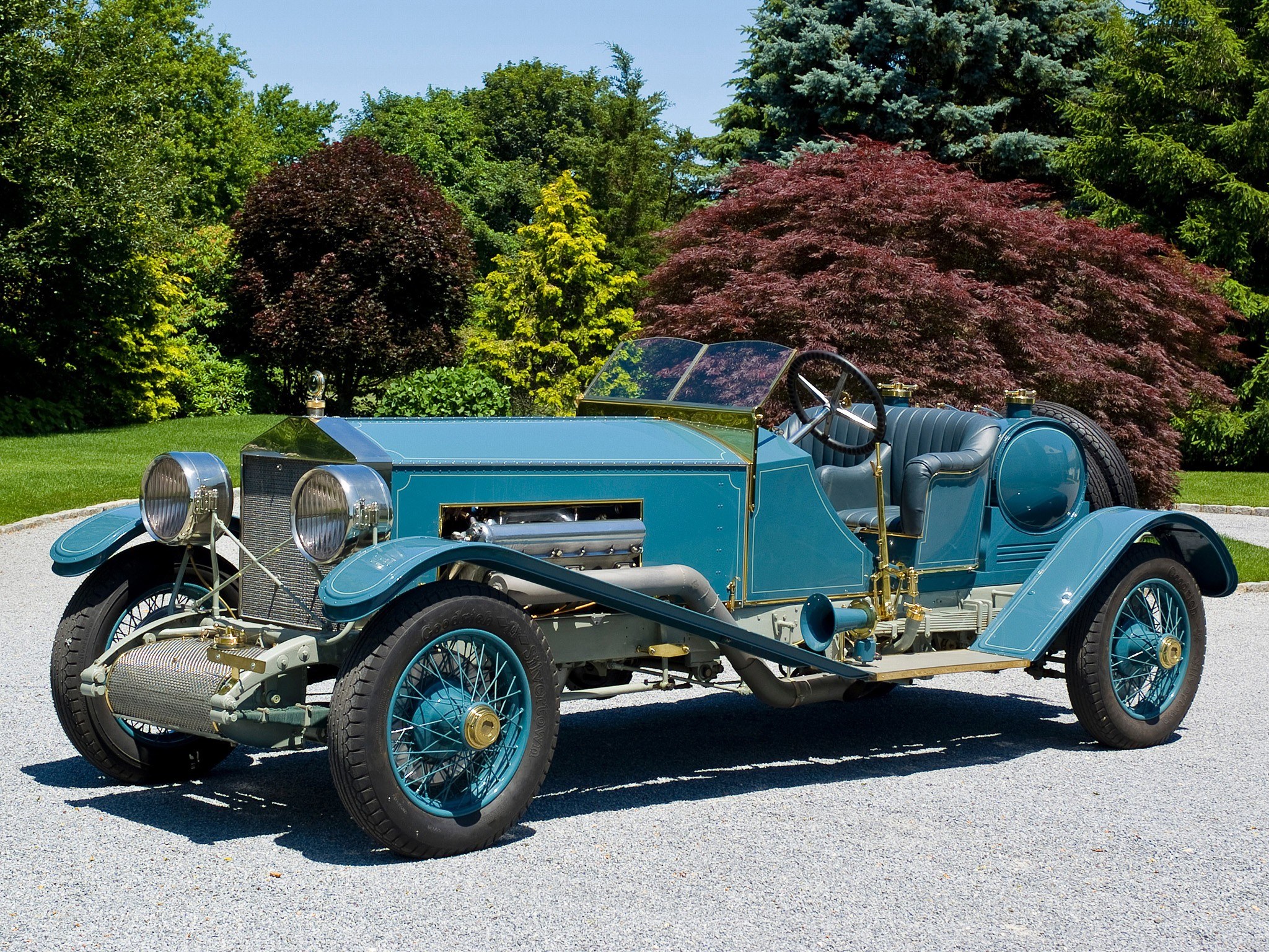 Vintage blue touring car