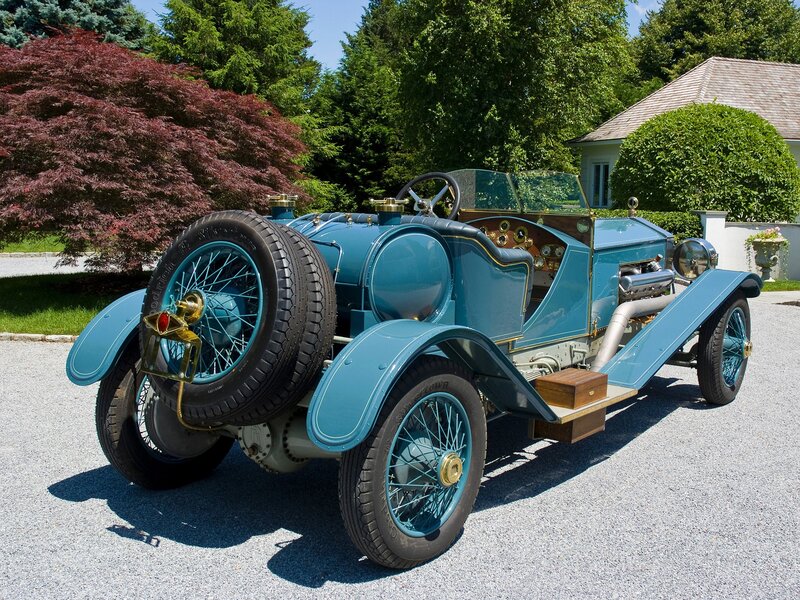 Vintage blue touring car