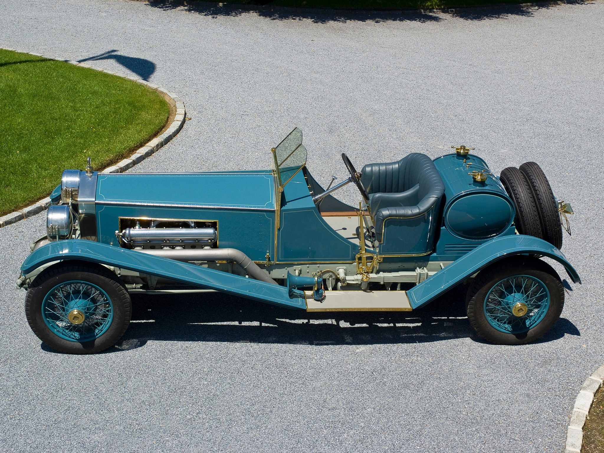 vintage blue touring car