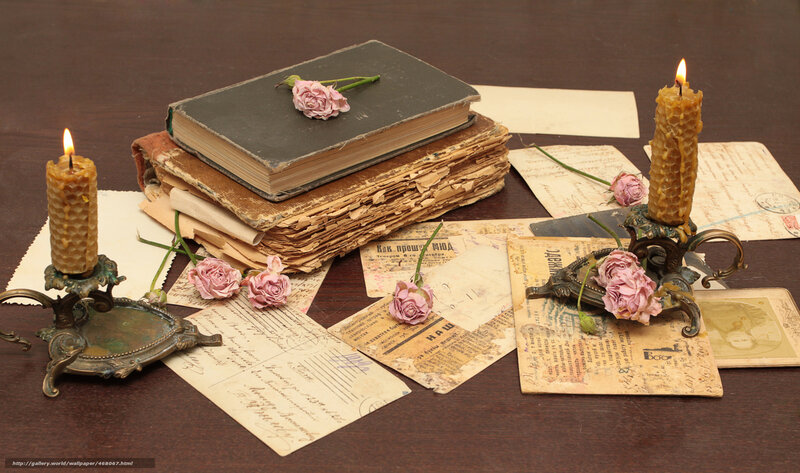 vintage books and candles