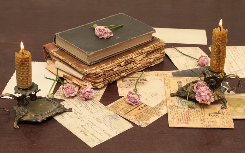 Vintage books and candles