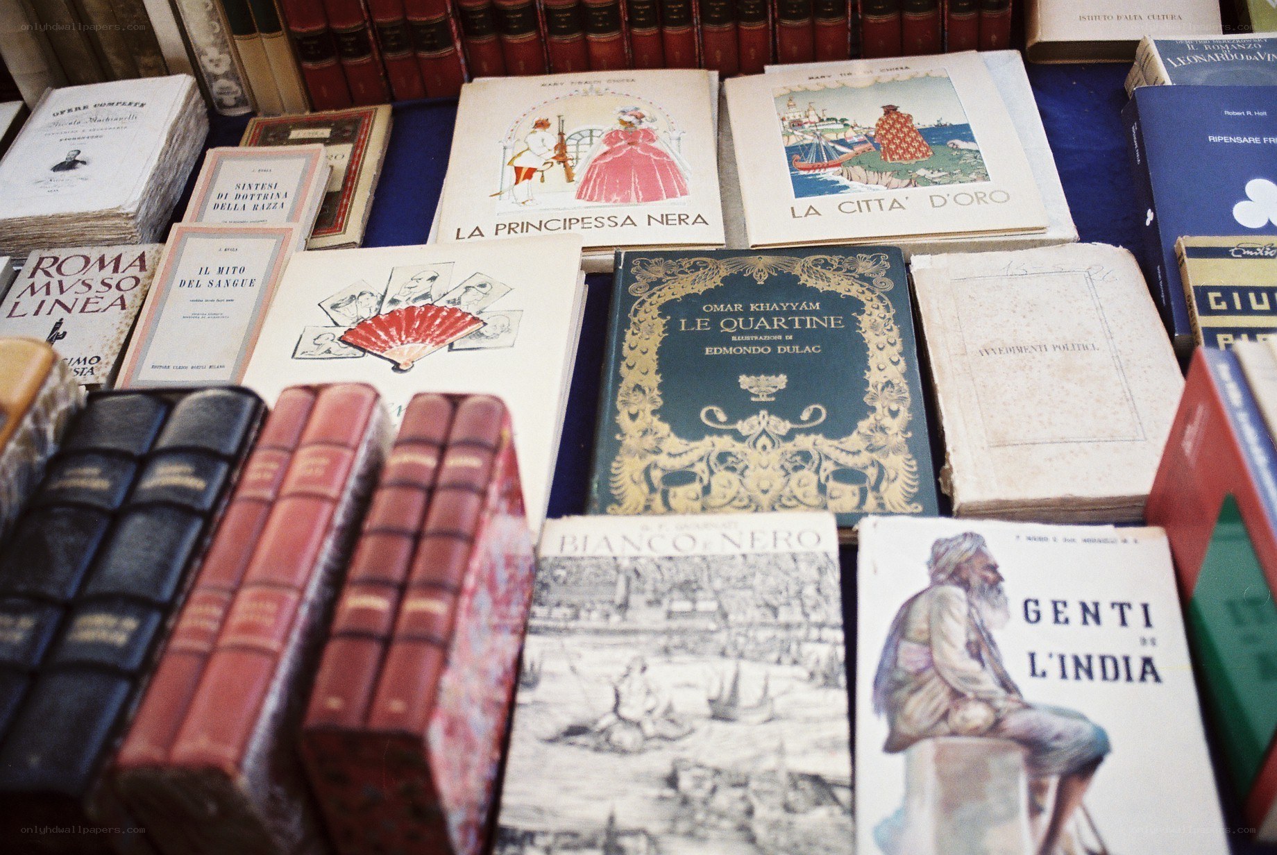 vintage books on display