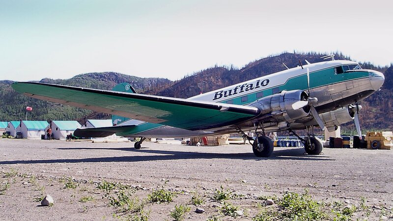 Vintage Buffalo airplane on tarmac