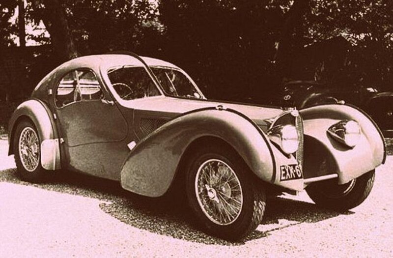 Vintage Bugatti Car — Black, Serene, Afternoon