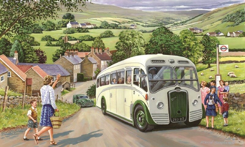Vintage Bus in Village