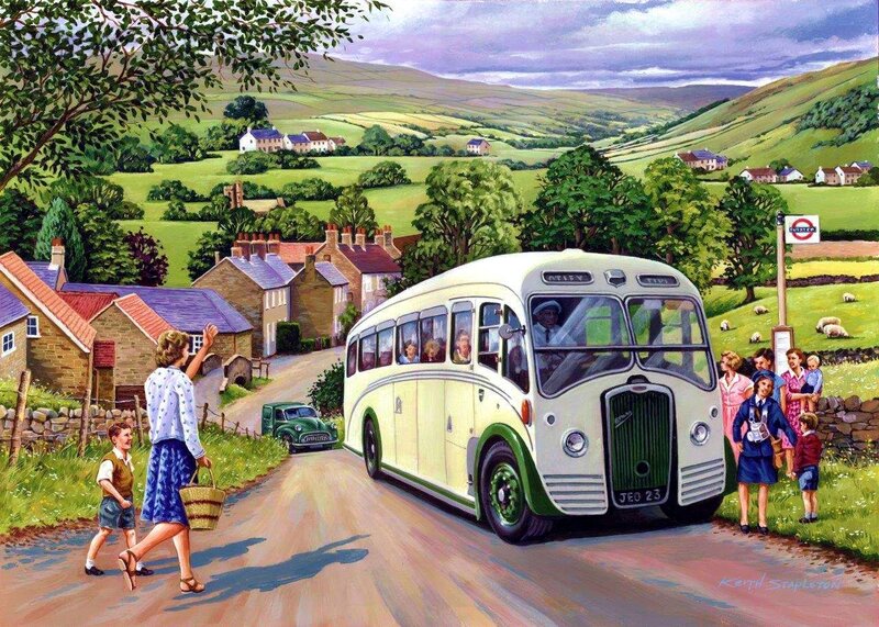 Vintage Bus on Country Road