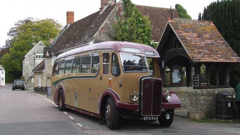 Vintage Bus on Village Street
