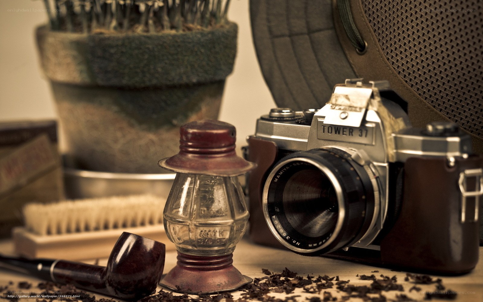 Vintage camera and pipe setup
