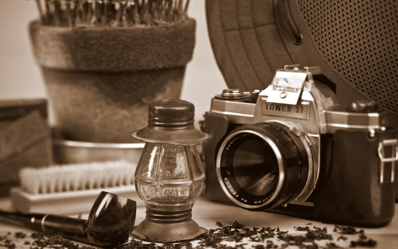 Vintage Camera and Pipe