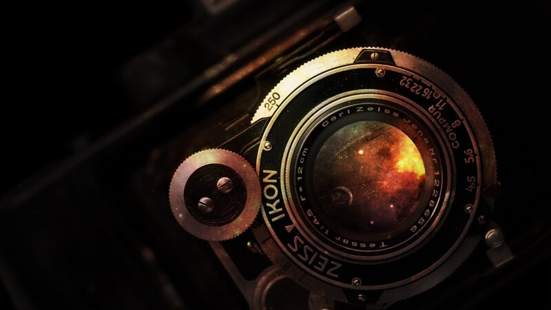 Vintage Camera Lens — Black, Dramatic