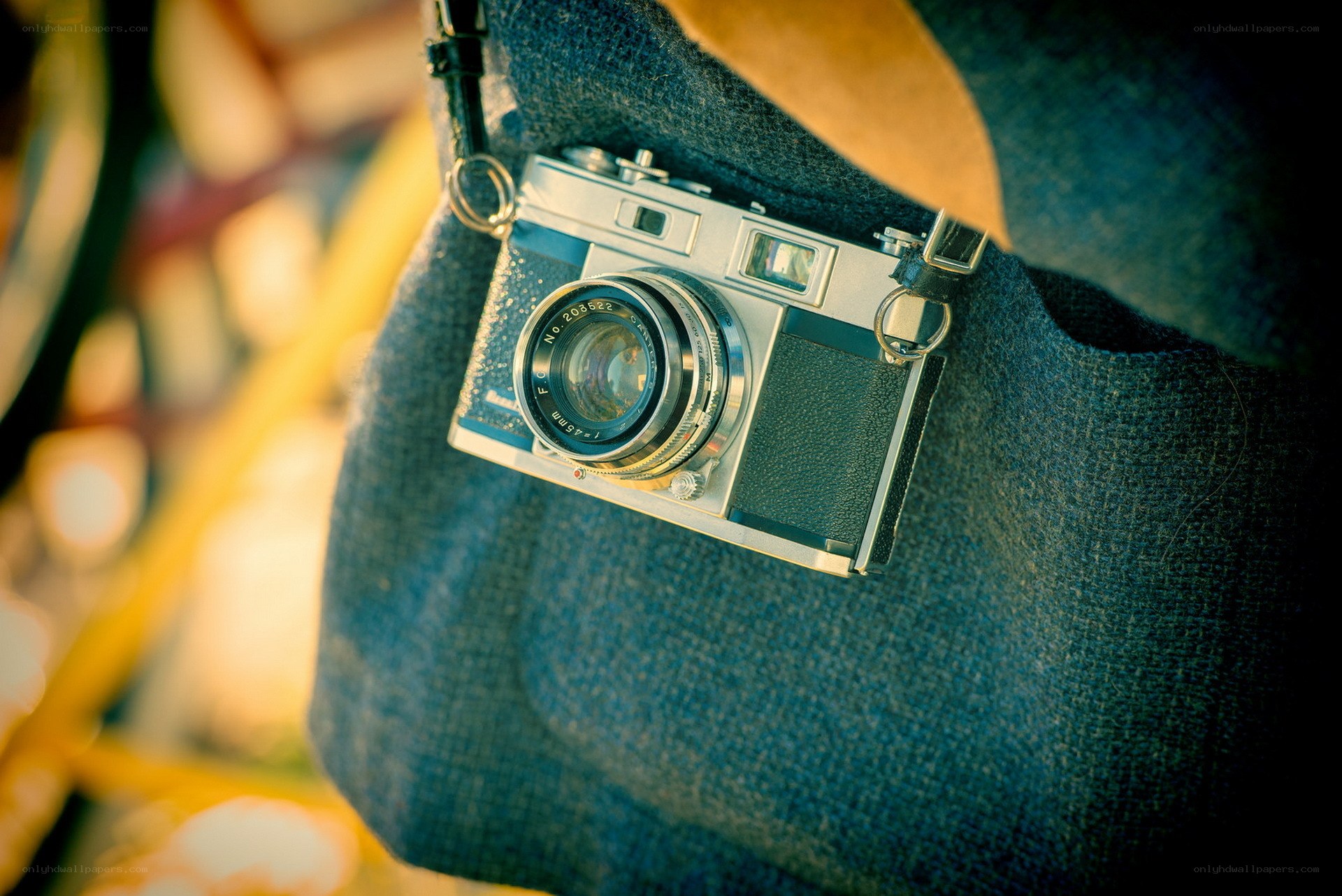 vintage camera on a bag