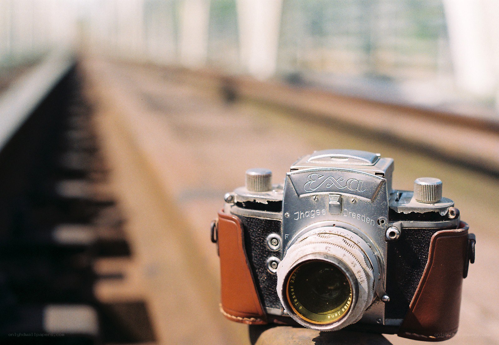 vintage camera on a bridge